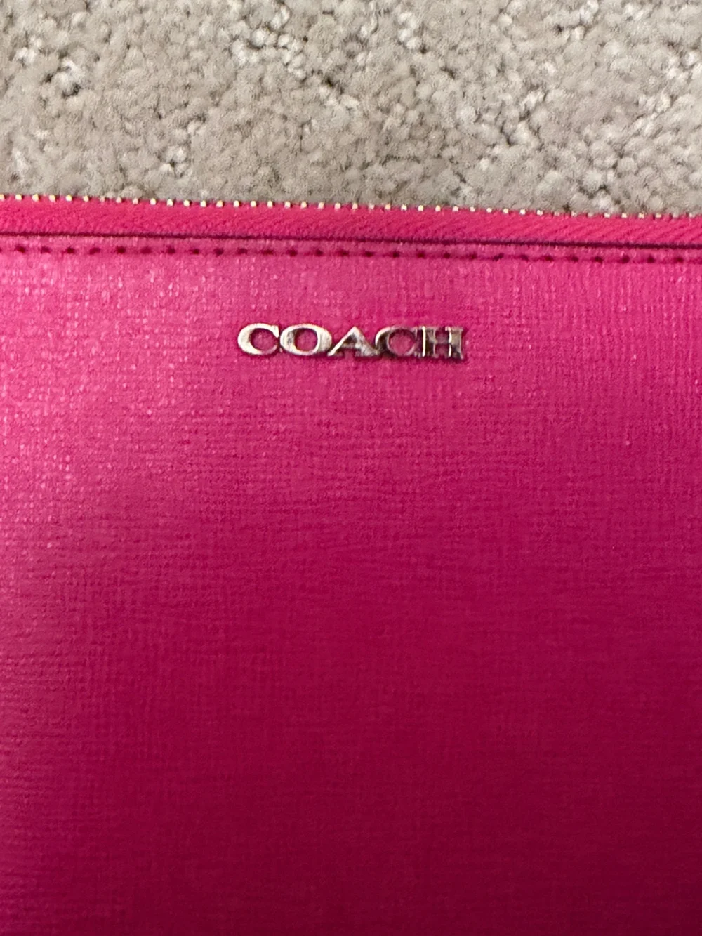 Coach Hot Pink Crossbody Wristlet with Gold Chain